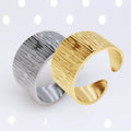 Wholesale Pleated Wrinkle Oil Pressure Opening Adjustable Titanium Stainless Steel Ring for Men