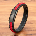 Fashion Genuine Leather Bracelet Stainless Steel Magnetic Homme Woven Leather Bracelet Bangle for Men Jewelry