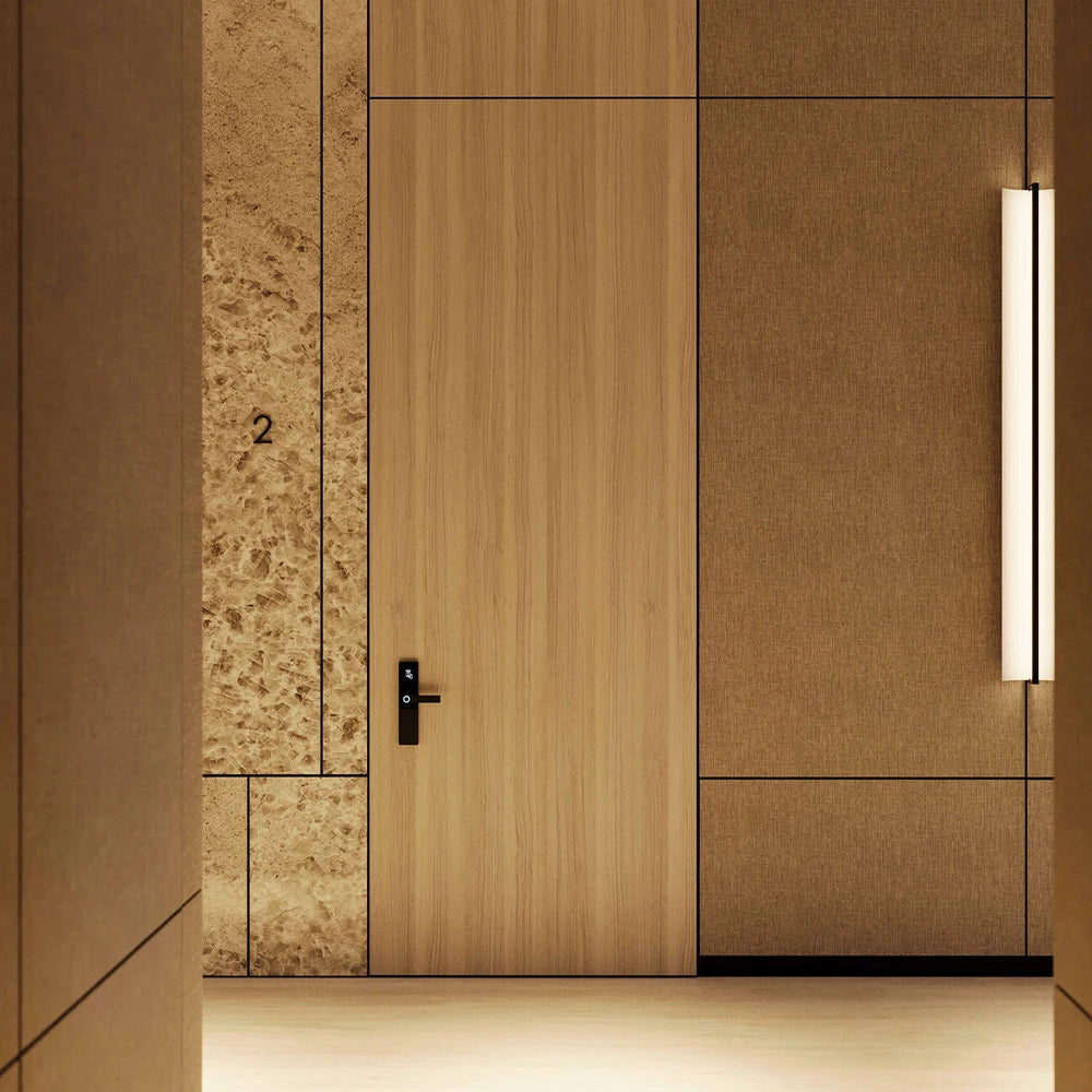 Modern Minimalist Frameless Plywood Wood Manual Sound Insulation Concealed Invisible Design Interior Home Use Dining Workshop