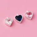 7.9mm Fine 925 Sterling Silver Pink Zircon Heart Shape Charm Pendant for Necklaces Bracelets Jewelry Supplies