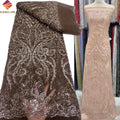 Colorful Nigerian Handmade Sequins Lace Fabrics Luxury Bridal African Beaded Net Lace Fabric for Women Wedding Dress