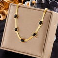 New Non Tarnish 18k Pvd Gold Plated Fashion Stainless Steel Black Rhinestone Necklace for Women Wholesale