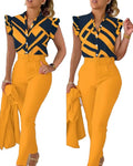 S-2XL Spring Sweet and Fresh Women Printed Shirts and Trousers Sets Women's Long Sleeve Shirt and Pants Leisure Casual Set