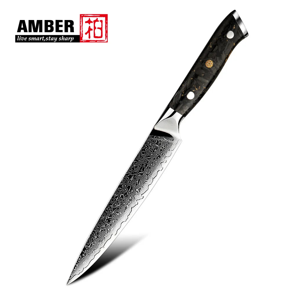 Amber OEM High Carbon Steel Utility Knife Japanese Damascus Boning Fishing Knife Kitchen Knives