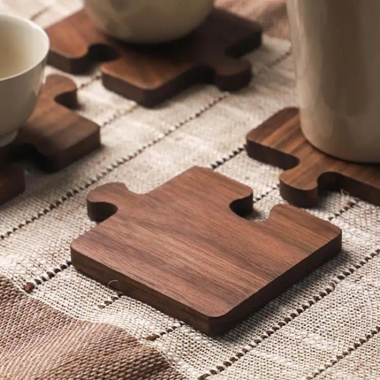 Japanese Style Solid Wood Log Tea coaster Black Walnut coaster Insulation Pad Home Durable Wood Coasters Non-slip Coffee Pad
