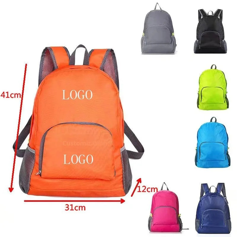 Wholesale Lightweight Foldable Backpack with Custom Logo Printing - Travel Daypack Student School Bag Outdoor Gift Backpack