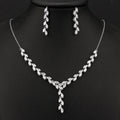 Vintage Classic Crystal Cubic Zircon Marquise Cut Y Shape Necklace Earring Set for Wedding Party Engagement Rhodium Plated Made