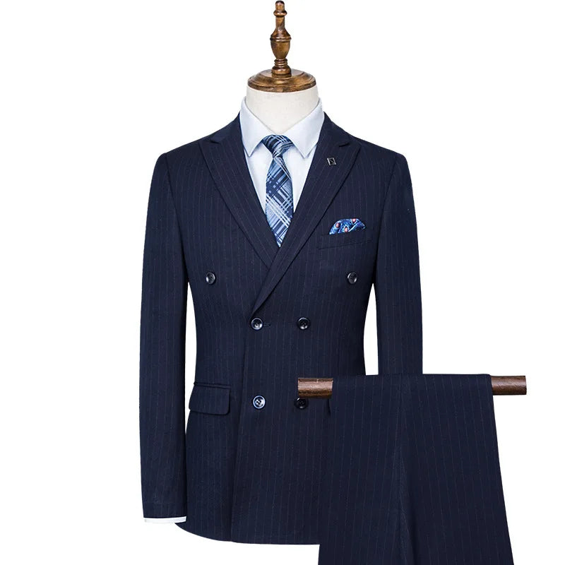 S6499F 2023 Drop Shipping High-quality Custom Double -ribs Buckle Slim Wedding Dress Groom Three -piece Men's Suit