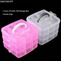 Portable Removable 3-layer Plastic Storage Box Transparent Nail Art Accessories Storage Box Cosmetic Case Small Jewelry Box