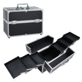 Large Capacity Portable Aluminum Makeup Train Case with 6-Trays Cosmetic Organizer for Girls and Women Nail Craft Tools Kit