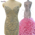 WDP-487 Newest Glass Panel Crystal Shiny Rhinestone Decal Bodice Applique for Wedding Party Evening Dresses