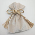 CSMD Chinese Manufacturers 11x15cm Wholesale Velvet Beauties Packaging Beige Color Velour Drawstring Dust Bag with a Gold Tassel
