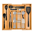 NEWELL Expandable Holder Kitchen Cheese Board Set Utensil Round Serving Tray Bamboo Cutlery Tray With Bamboo Tray