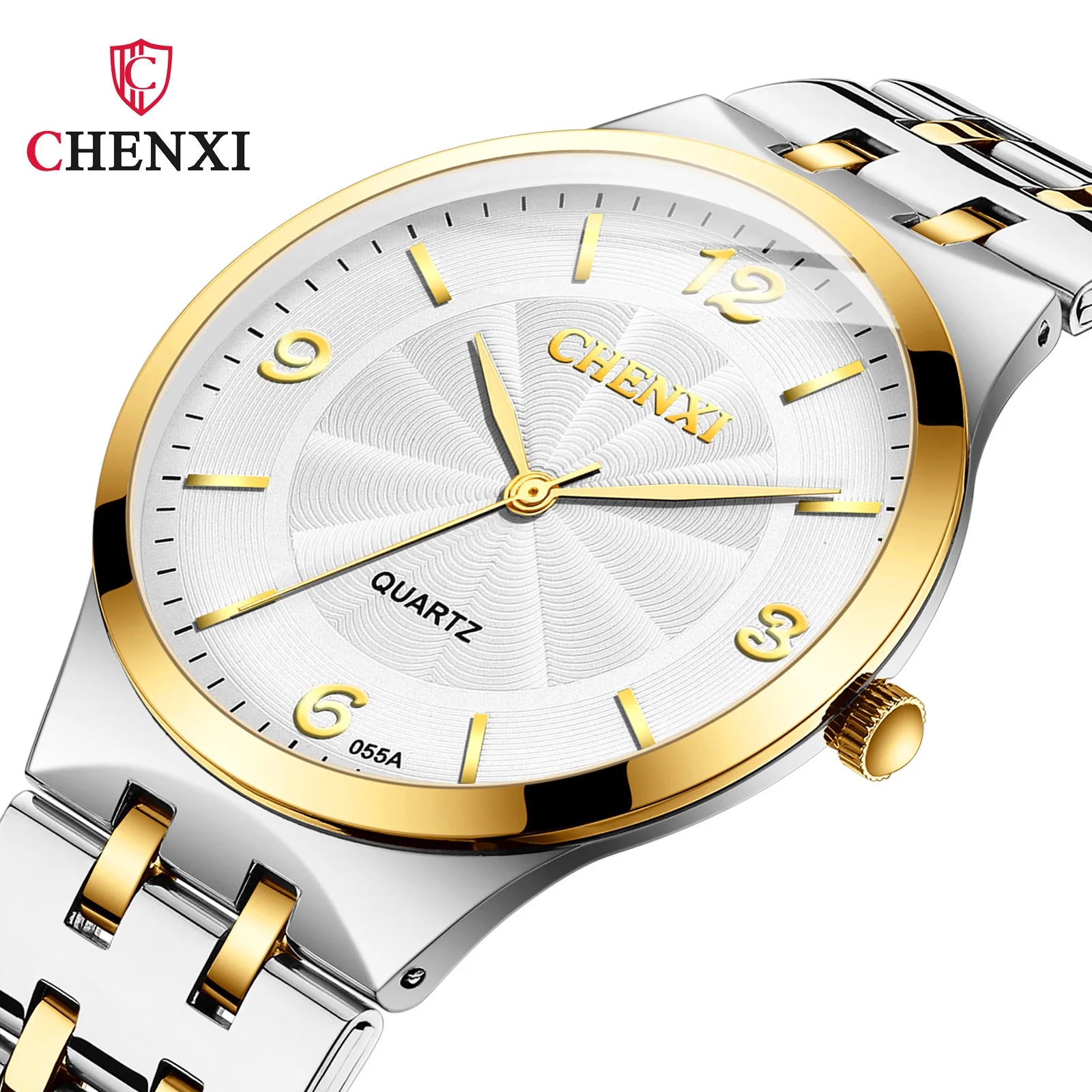 CHENXI 055 New Couples Watches Famous New Waterproof Golden Stainless Wrist Watch Sport Quartz Watch 055 Relogio Masculino