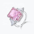TK High Quality 925 Solid Sliver Jewelry Radiant Cut Pink Diamond Cubic Zirconia Cocktail Rings for Women