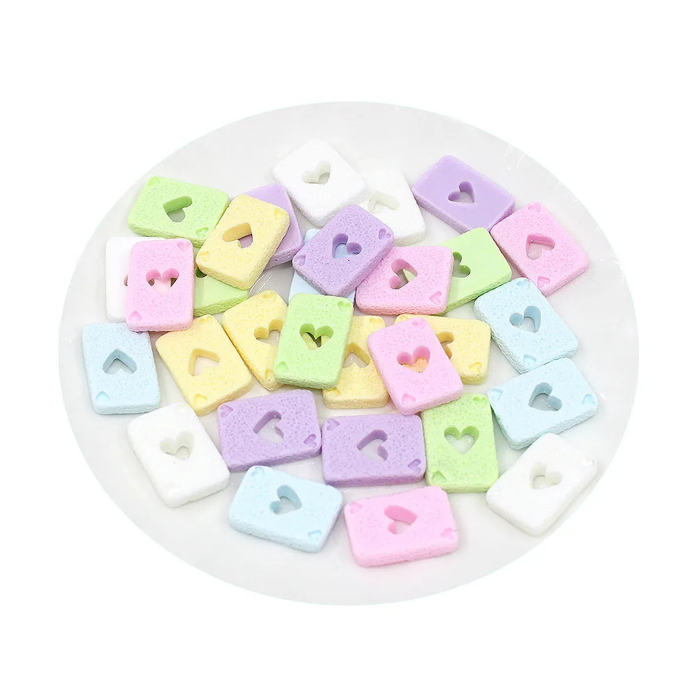 Kawaii Heart Poker Resin Flatback Cabochon for Diy Jewelry Making Hairpin Phone case Decoration Slime Filler Resin Charms