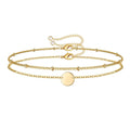 Chic Stainless Steel Bead Chain Double Bracelet Set 18K Gold Double Hole Light Plate Round Accessory Jewelry