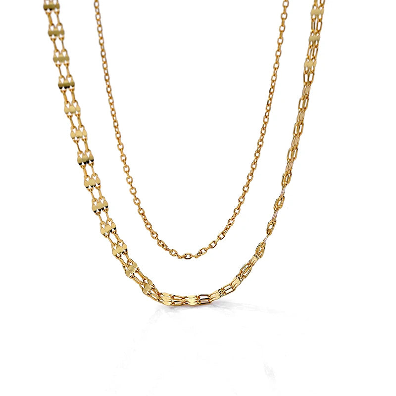 Fashion Jewelry 925 Sterling Silver Gold Plated Multi Layers Chain Necklace for Women