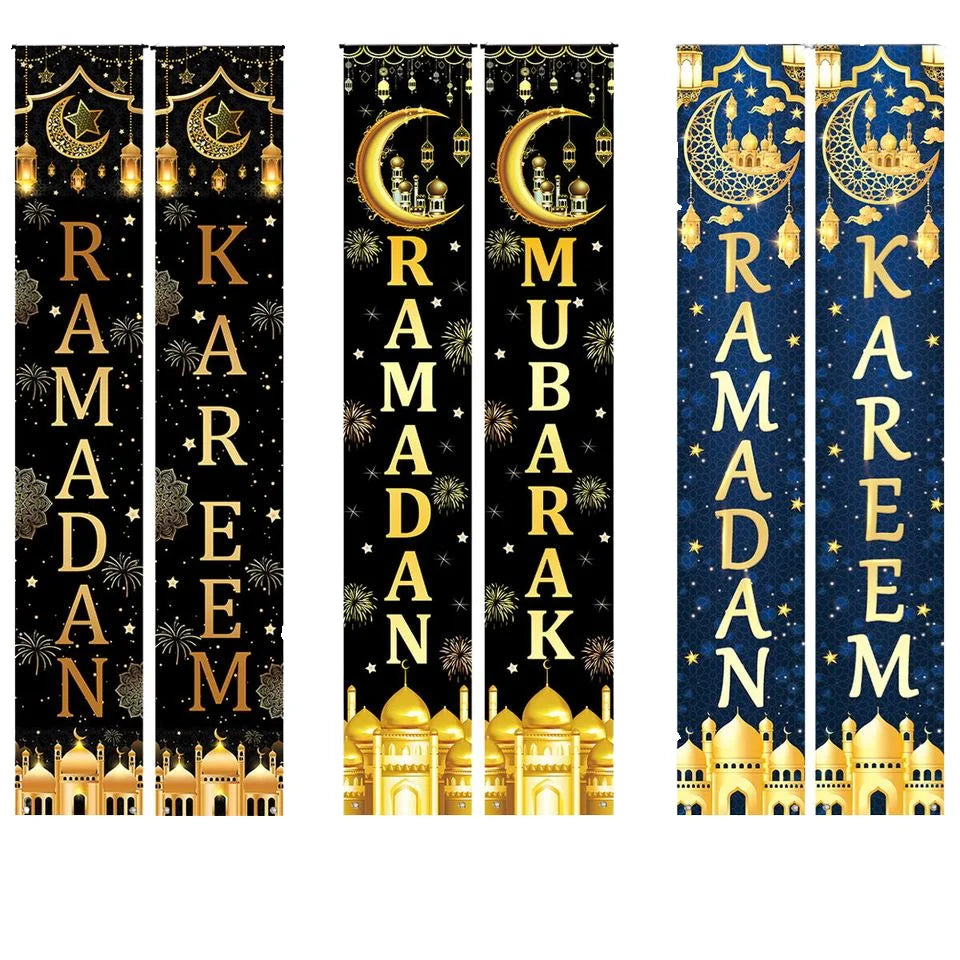 2024 Eid Mubarak Door Banner for Home Ramadan Kareem Islamic Muslim Party Decor Festive Eid Al Adha Gifts