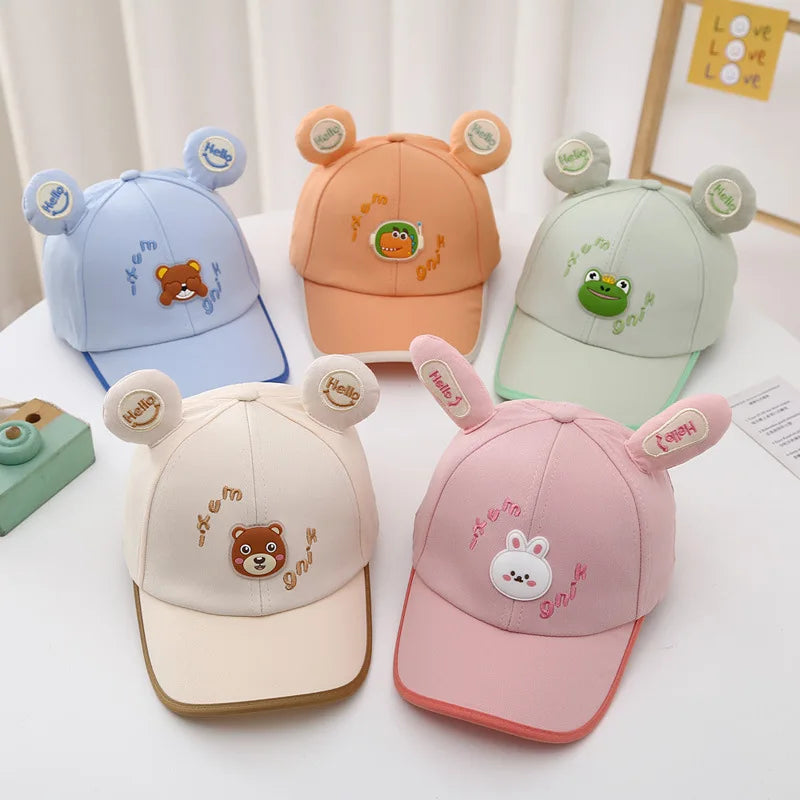 Kids 52CM 2-6years Summer Kids' Cute Bear Pattern Cotton Baseball Hat Wholesale 2025