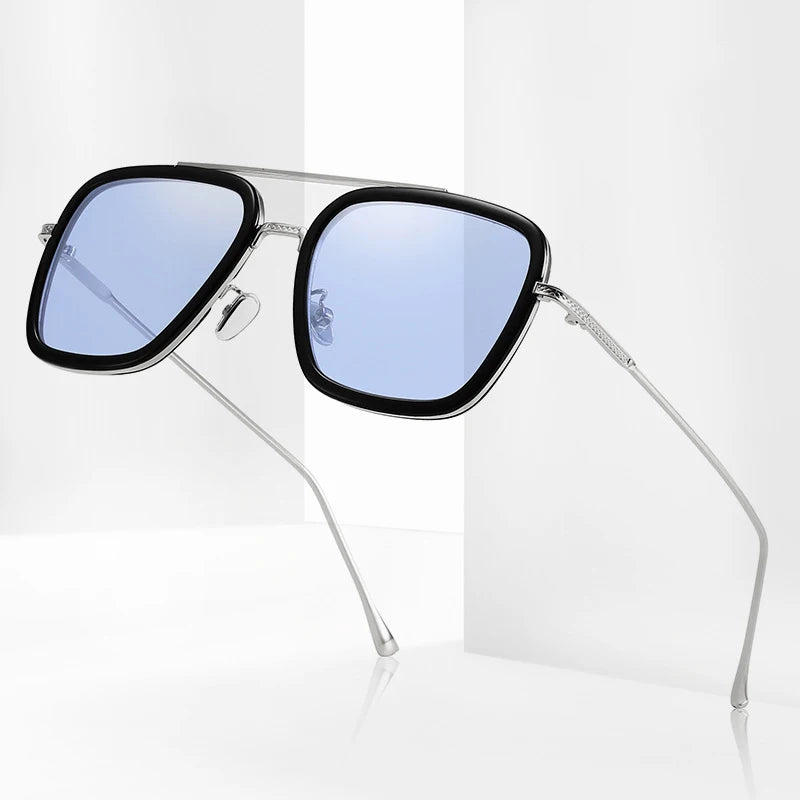 Iron Man Style Sunglasses for Men and Women Fashion Polygon Metal Sun Glasses for Male