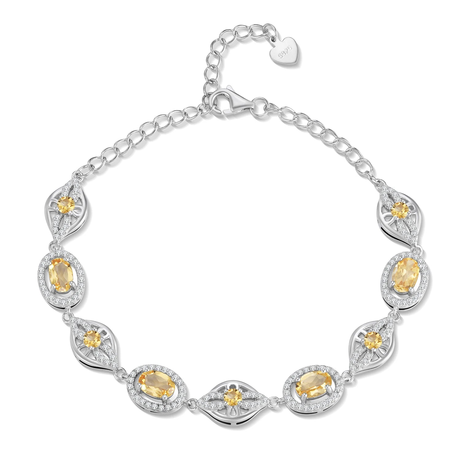 YBO Wholesale 925 Sterling Silver Inlaid Natural Peridot Citrine CZ Geometric Bracelets Dainty Gemstone Bracelets Gifts Parties
