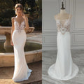 15499# Real Photos Sexy Spaghetti Straps Satin Mermaid Beading Lace Wedding Dresses Backless Beach Bridal Gowns for Women