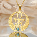 Myshape Ankh Cross Eye of Horus Necklace Key of Life Scarab Pendant Ancient Egyptian Protection Amulet Stainless Steel Jewelry