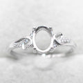 Sterling Silver 6*8mm Semi Mount Ring Empty Frame Blank Support Claw Setting S925 Base Holder Without Center Stone for DIY Inlay