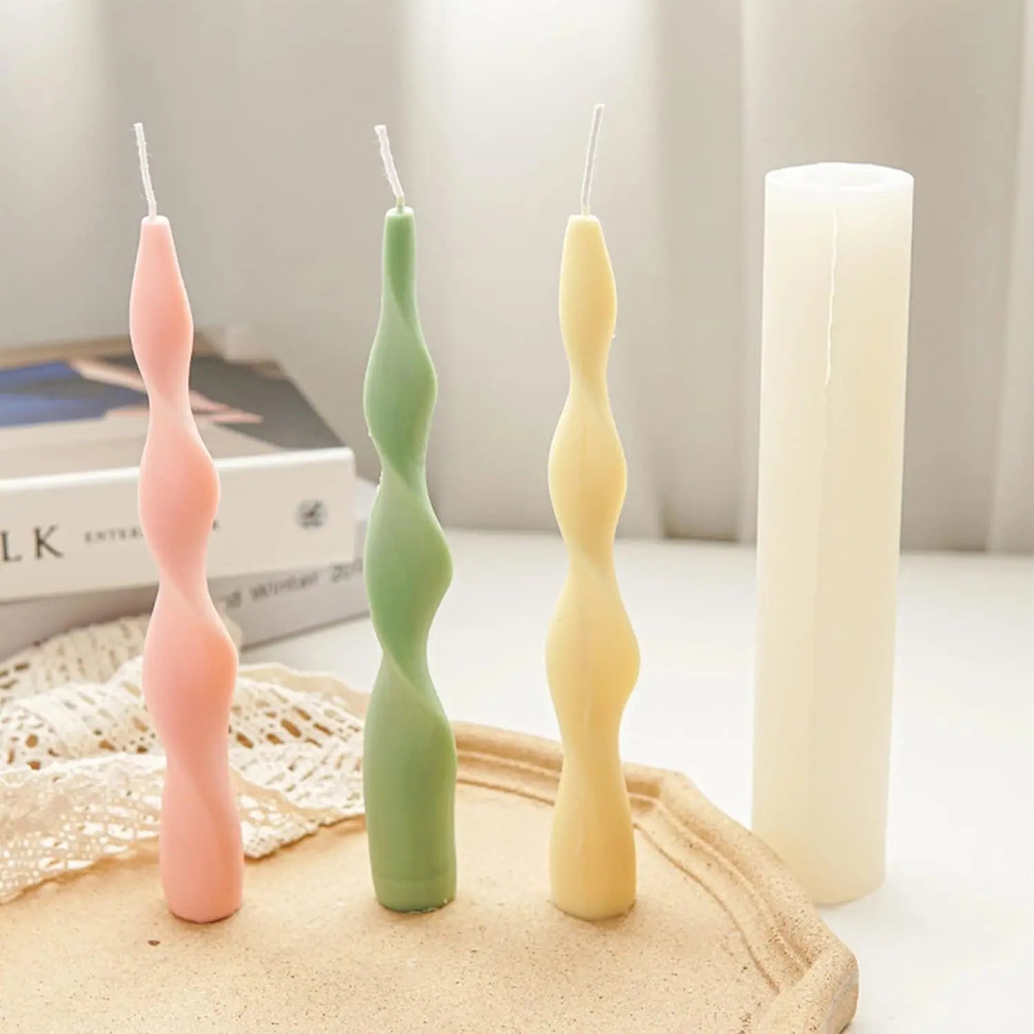 New Long Pole Candle Molds Plastic Pillar Candle Making Kit Large Cylinder Rib Candle Making Molds