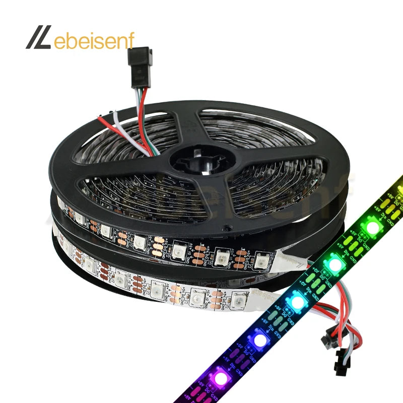 DC5V WS2812B RGB 5050SMD Individual Addressable Flexible FPCB Full Color LED Pixel Strip Dream Color IP30 No-Waterproof Lamp Bar