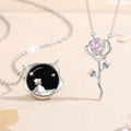 S925 Sterling Silver Couple Necklace Boy and Roses Flower Pendant Clavicle Chain Necklace Jewelry for Valentine's Day