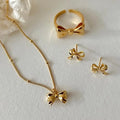 Fine Jewelry Bow Knot Pendant 18K Gold 925 Sterling Silver Necklace for Girls Women Gift