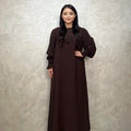 LM008 Crepe Slip Abaya Dress Flounce Sleeves with Pockets Zipper Ironless Longsleeves Summer Dress 2024 Prayer Dress Modest