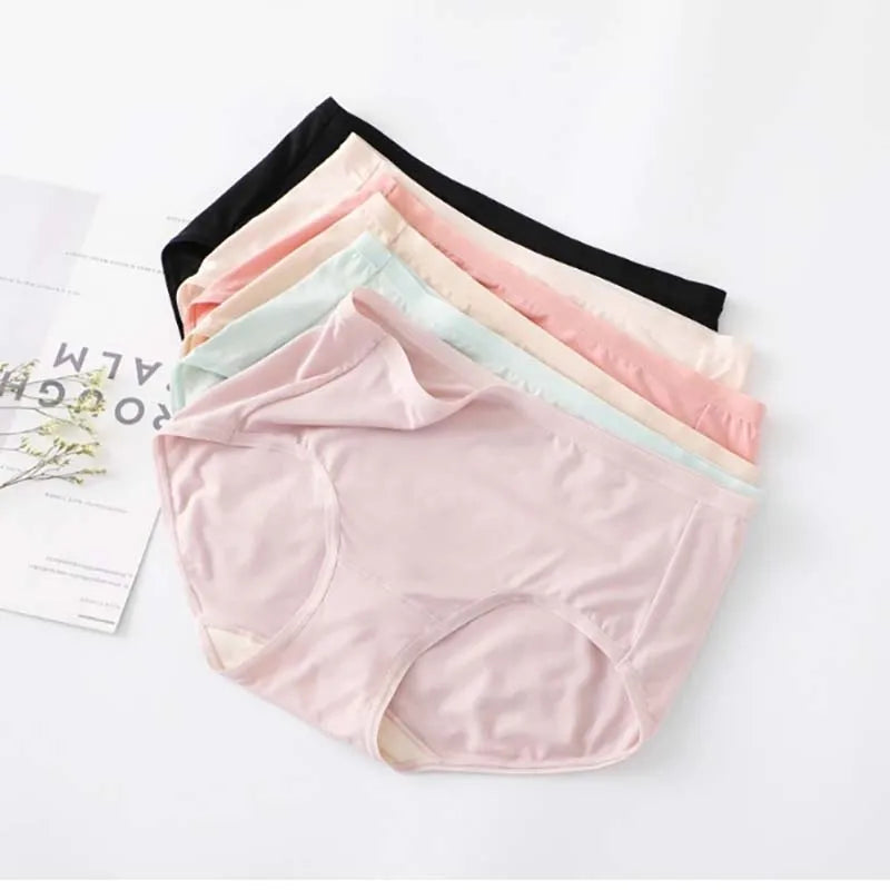 Comfort Women Panties Mid Waist Briefs Panty Solid Color Traceless Briefs Ladies Cotton Underwear for Girls