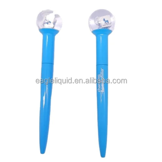 Custom Blue Pen Barrel logo 3d Floater Filled Liquid Floating Ball Floating Ballpoint Pen