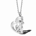 Love Dog Pet Design Heart Stainless Steel Openable Screw Hollow Pet Urn Pendants Ashes Keepsake Memorial Necklace