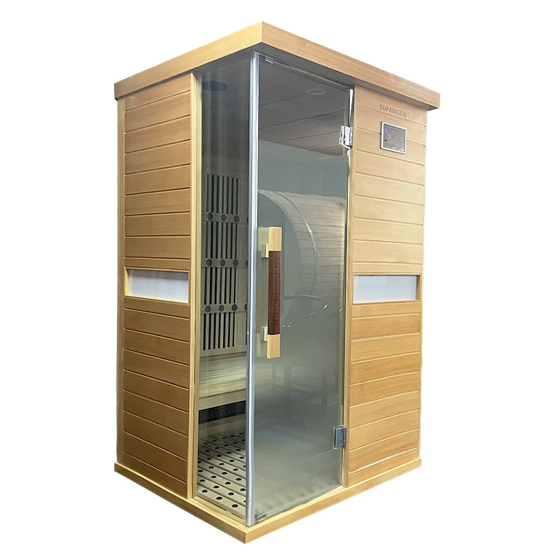 Modern 2-Person Indoor Sauna Room Far Infrared Heating Solid Hemlock Wood Electric 2200W European Design App Remote Control