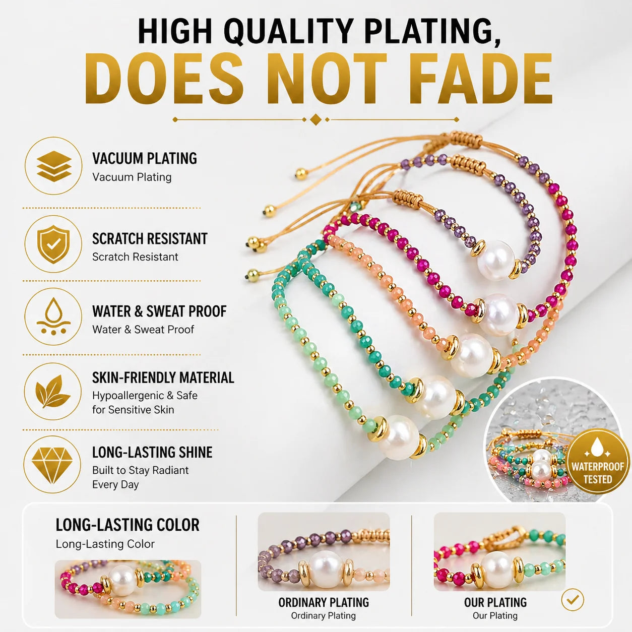 Go2boho Gold Plated Beaded Pearl Bracelet Women Handmade Friendship Boho Beach Gift Sets Fashion Jewelry Crystal Bead Bracelet
