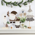 Winter Mantel Tray Indoor Decor Cloth Santa Claus with Wood Base Christmas Santa Ornament