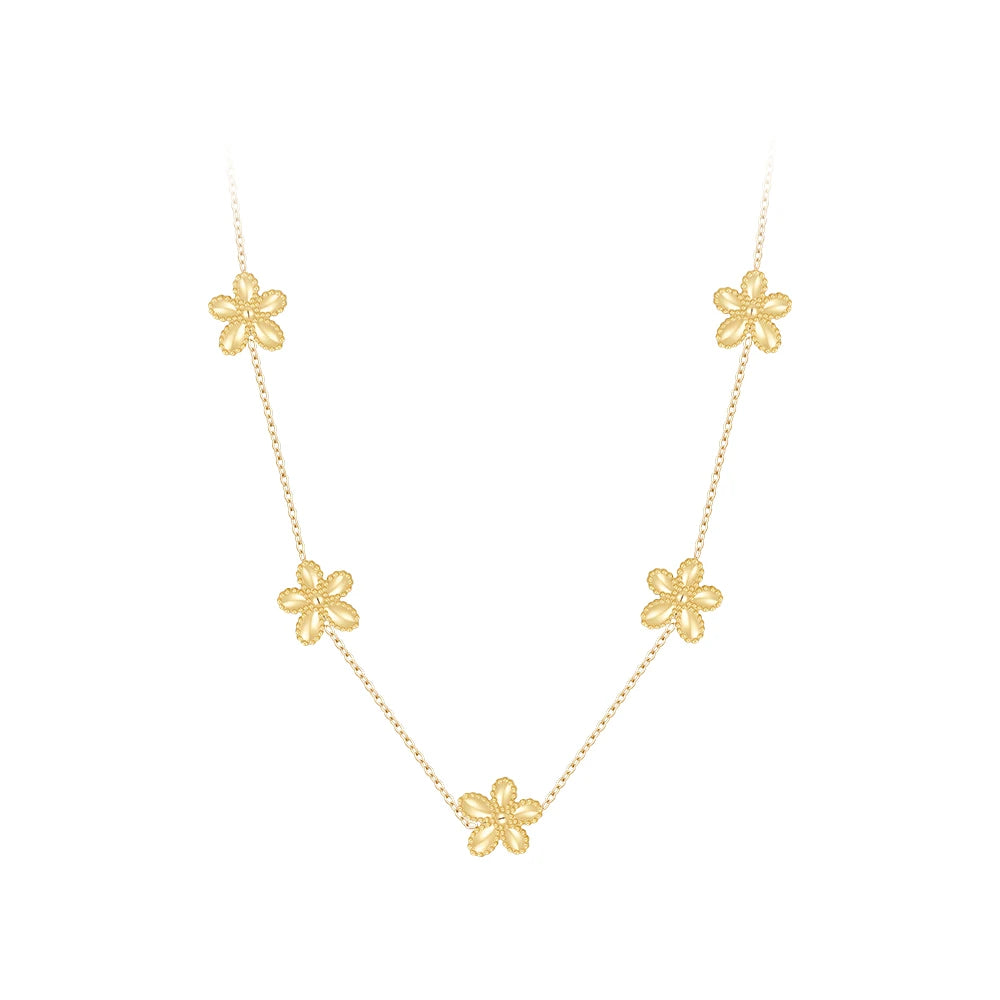 Latest 18K Gold Plated Stainless Steel Jewelry Simple Chain Clover Flower Charms Pendant for Women Gifts Necklace P243432