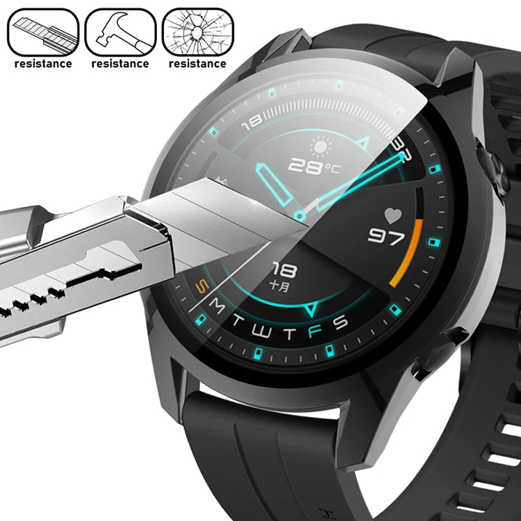 Pc Plating Protector Cover Huawei Gt2 46mm Watch Case With Hd Tempered Glass Bumper huawei Watch Gt 3 case
