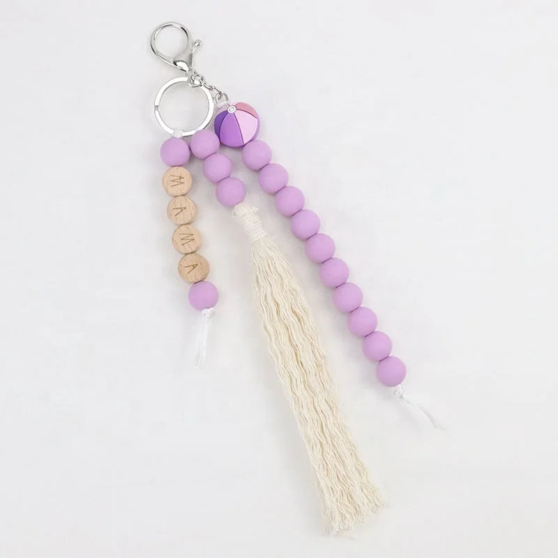 Cute Cartoon Eco-Friendly Ball Silicone Beads Handmade Customizable DIY Keychain Tassel Fashion Bag Pendant Gift Beeloondaa