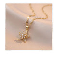Bling Shiny Relieve Stress Rotating Flower Necklace Gold Clavicle Chain Relieve Stress Rotatable Spinning Necklace Rotating Star