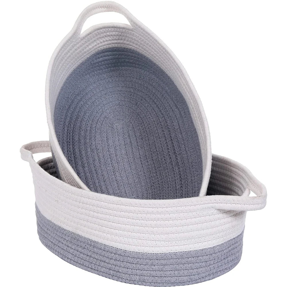 Oval Woven Storage Organiser Small Shelf Storage Basket Toy Organizers Empty Gift Small Cotton Rope Storage Basket