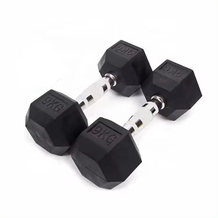 Steel Hexagonal Hexa Dumbbell Set Gym Rubber Encased Solid Weights for Body Exercise