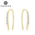 D0.04CT D Color Diamond Moissanite Unique U-Shaped Hoop Earrings Real Pure Silver 925 for Women