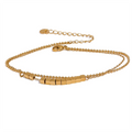 JINYOU 1816 Waterproof Stainless Steel Square Bead Chain Layered Anklet Women Gold Color Foot Chain Summer Sandy Beach Jewelry MegaBDM