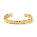 New Design Trendy Adjustable Open 18k Gold Plated Cuff Bangle Tarnish Free Stainless Steel Fashion Jewelry Bracelets & Bangles