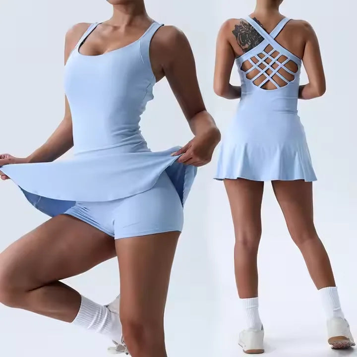 BNICE Custom  LOGO Solid Stretchy Waist Golf Skirt for Women Pleated Skirts Wear Tennis Skirt Set for Fitness